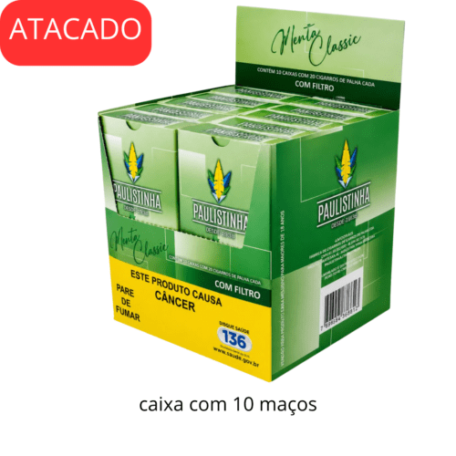Palheiro Paulistinha Menta com Filtro Classic – Caixa com 10 Maços